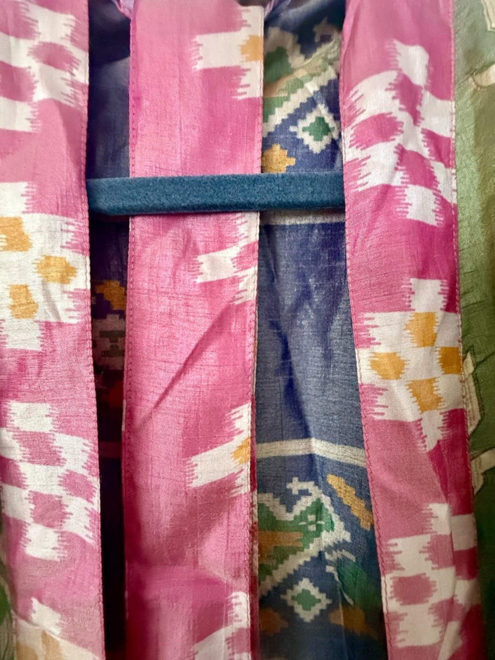 Patchwork Multi Color Robe Silk Saree Kimono Women’s Robe - Picture 5 of 6